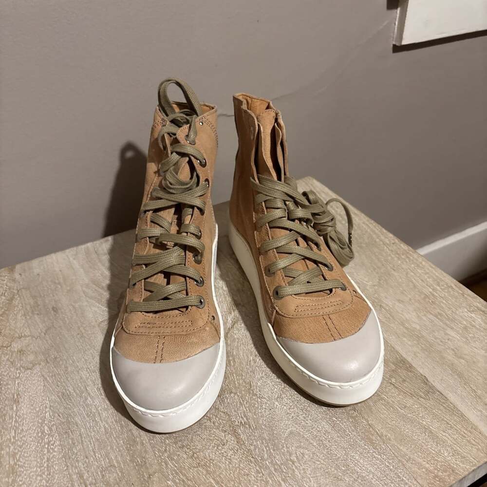 NWT Free People We The Free Saturday Sneakers High Top Nubuck Natural Size 8